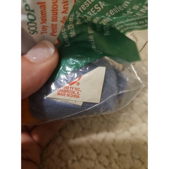 McDonald's Ty Teenie Beanie Babies Scoop 1998/1993 Tag Error NIP - Picture 3 of 5